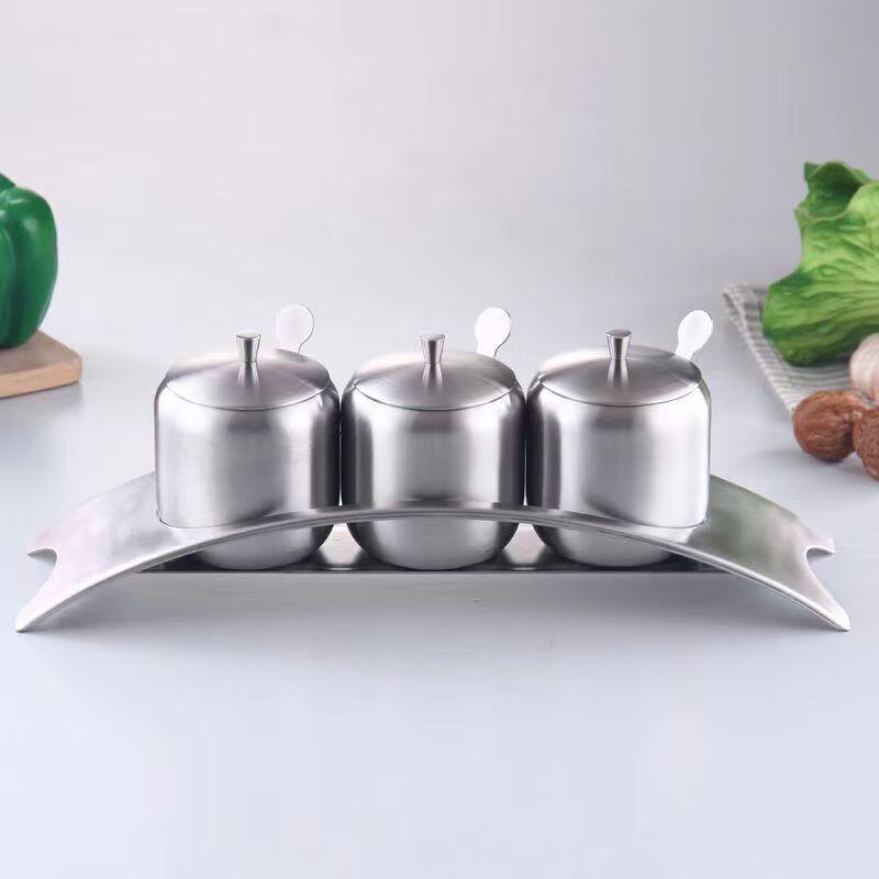 304 Stainless Steel Seasoning Jar Set with Spoons