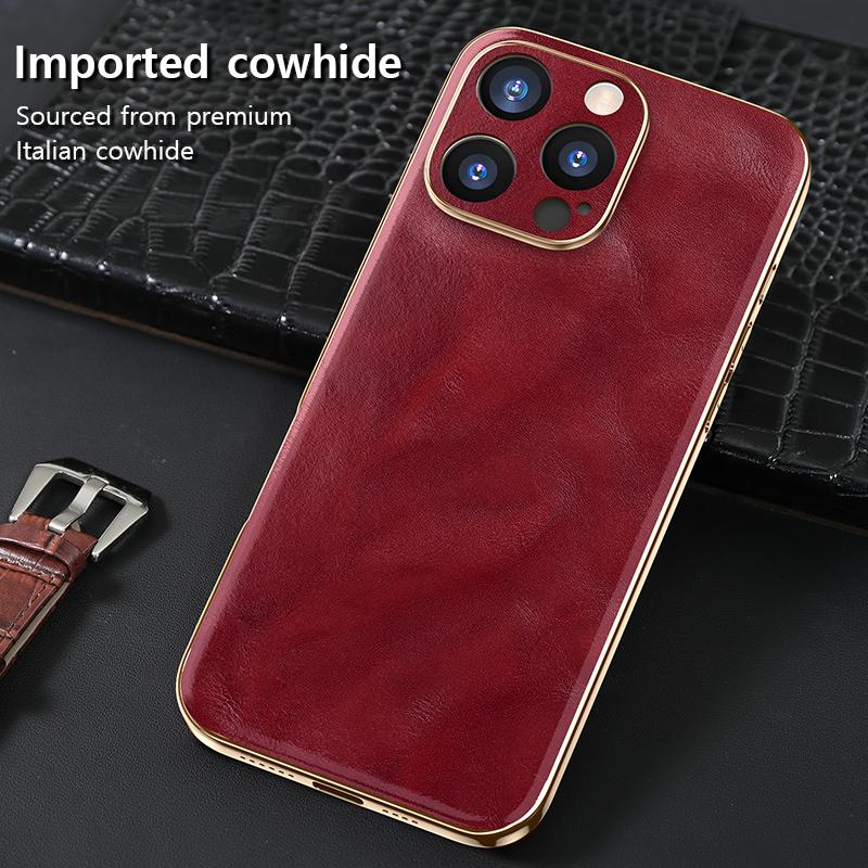 Originální kožený kryt na telefon z olejové voskové kůže pro iPhone 16 Pro Max 16 Plus 16pro Luxusní měkké okraje Nárazuvzdorný Kryt s ochranou fotoaparátu