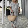 Summer Cotton Linen 2 Piece Outfits for Women Casual Short Sleeve Drawstring Crew Neck Top And Wide-Leg Pants Lounge Matching Set