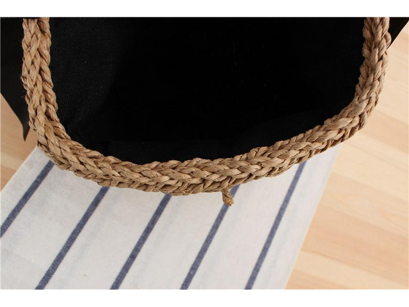 Women's Casual Beach Tote: Solid Color Handheld Paper Rope Bag with Ribbon Handle