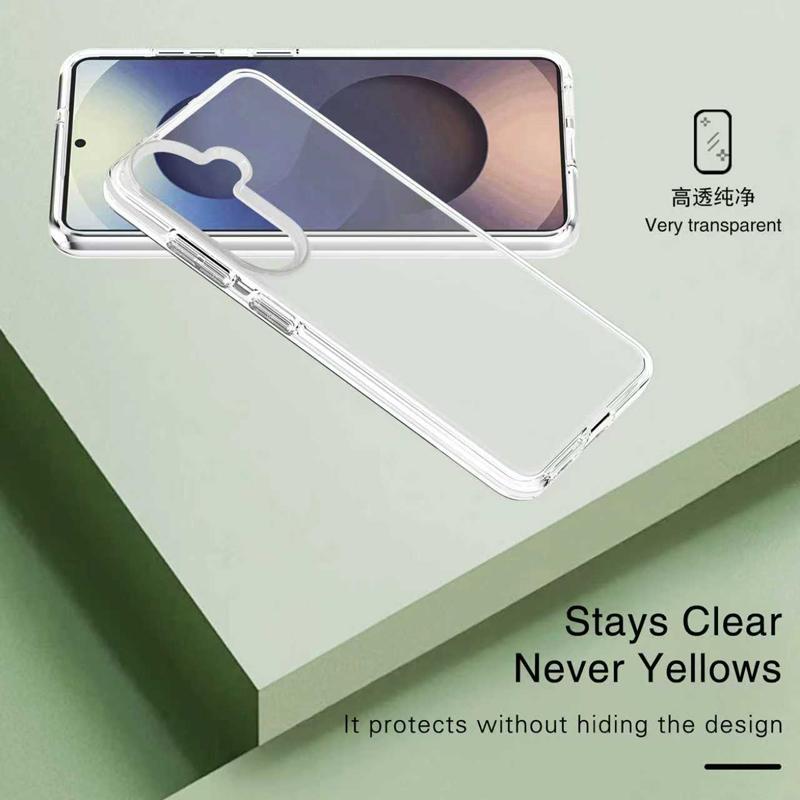 Anti Yellowing Clear Case for Samsung S26 Plus S25 Edge S24 Ultra S23 5G Glitter Military Grade Protection Shockproof Cover Transparent Girls Women