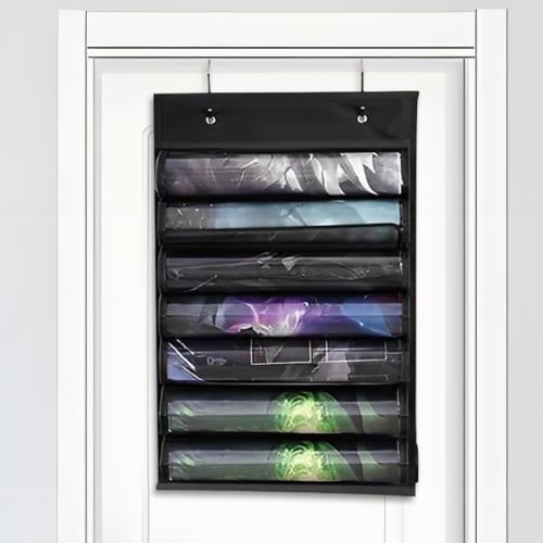 Game Mat Tube Holder, Game Accessory Holder | Clear Accessory Bag with Slots for Play Areas, Walls, Bedroom Doors, Family Gatherings, and Birthday Par