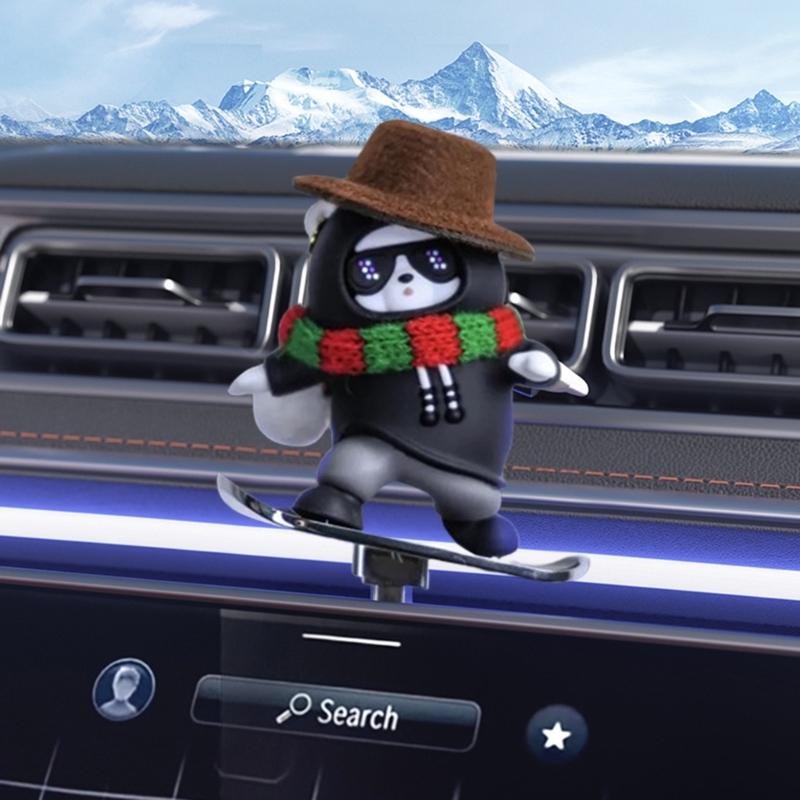 Car Skateboard Bear Ornaments Center Consoles Screen Pendants Decorations with Slide Rail Dashboard Decorations