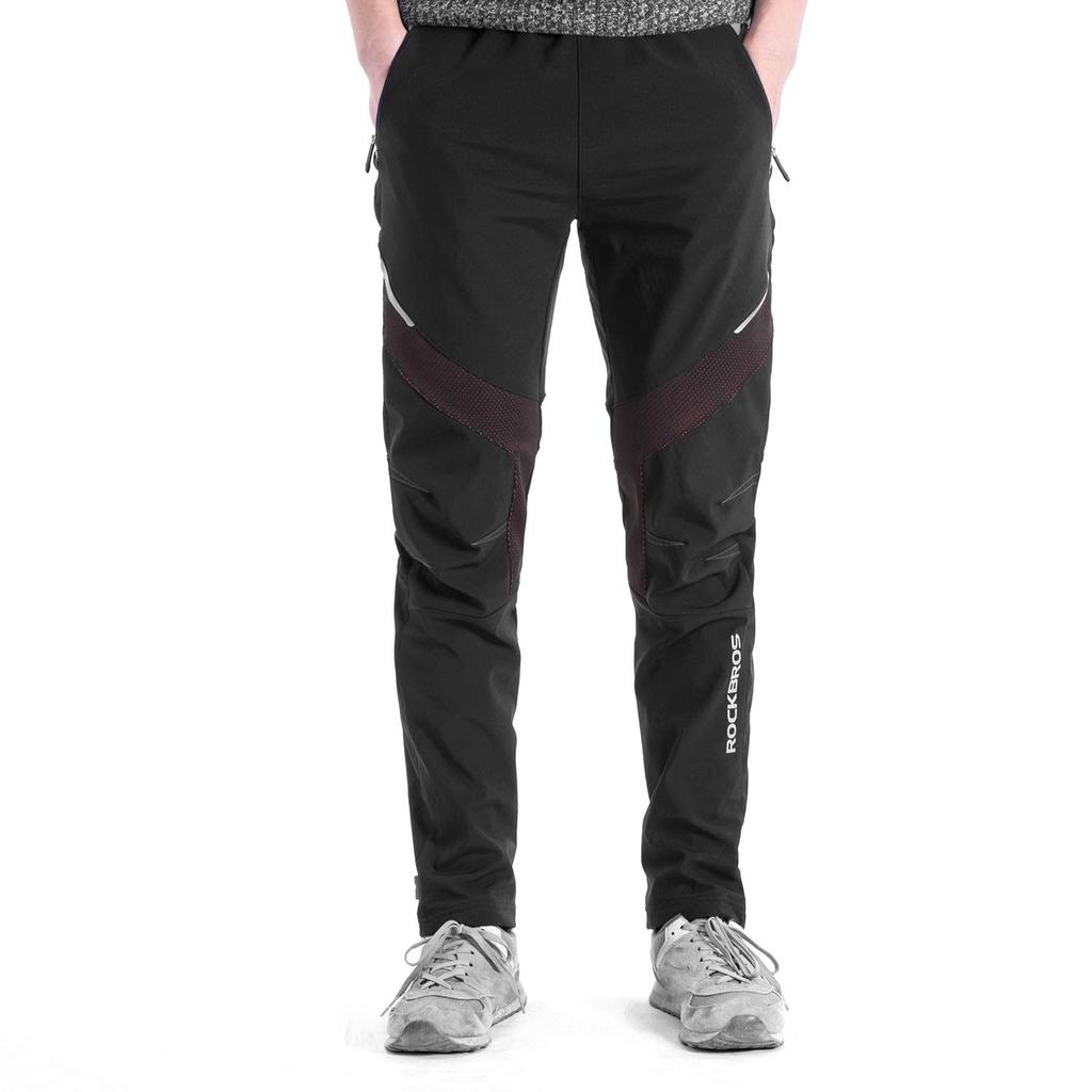 ROCKBROS Long Cycling Pants for Running and Windproof and for Men and Women Fleece-Lined Fall/Winter, Cold-Resistant (Size S)