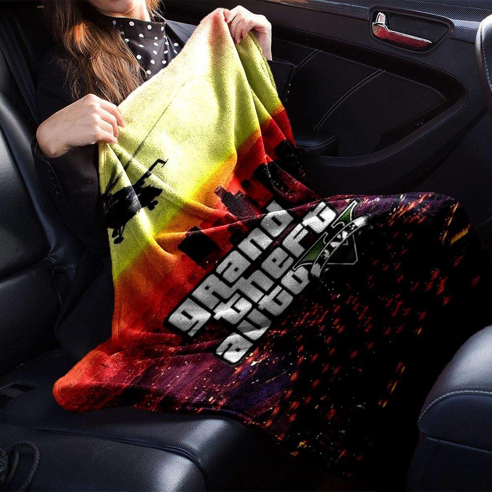 1 Stück Grand Theft Auto Weiche Flanelldecke mit Designer-Print Eine kuschelige Decke für alle Jahreszeiten, perfekt für das Sofa, Bett, Büro