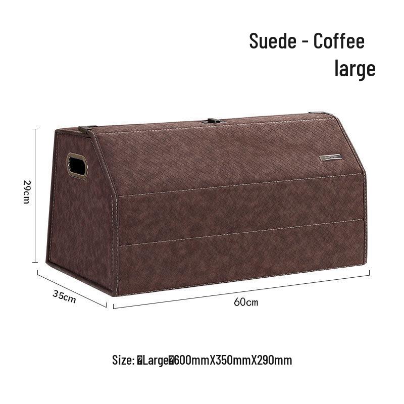 Großer Kofferraum-Organizer für das Auto, Leder mit Schafsfellmuster, Aufklappbares faltbares Design.