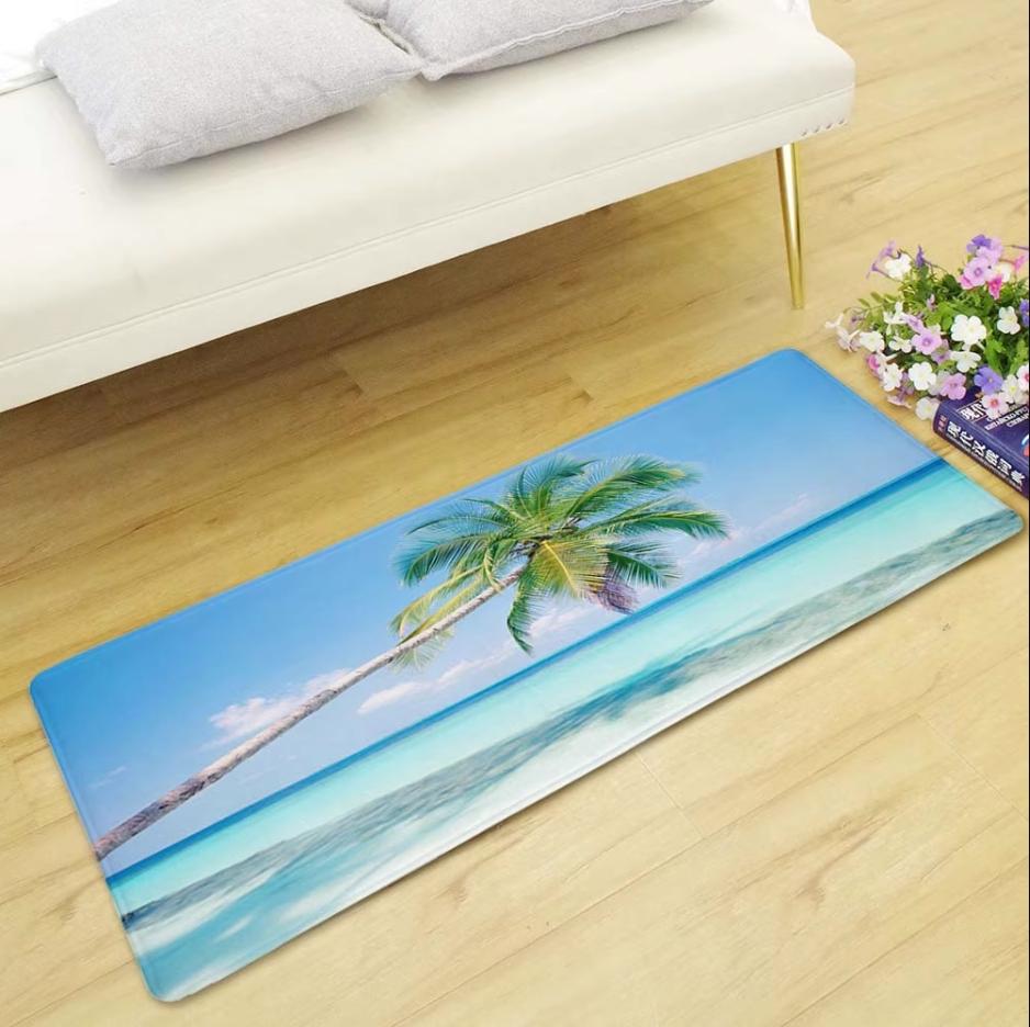 Sommerlich Frischer Strandteppich Heimdeko, Rutschfest und Fleckenbeständig, Wasserabsorbierende Badezimmer-Rutschmatte, Bettvorleger
