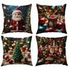Christmas Pillow Cover Holiday Decoration Oil Painting Style Realistic Sofa Cushion Cover Bedroom Pillow