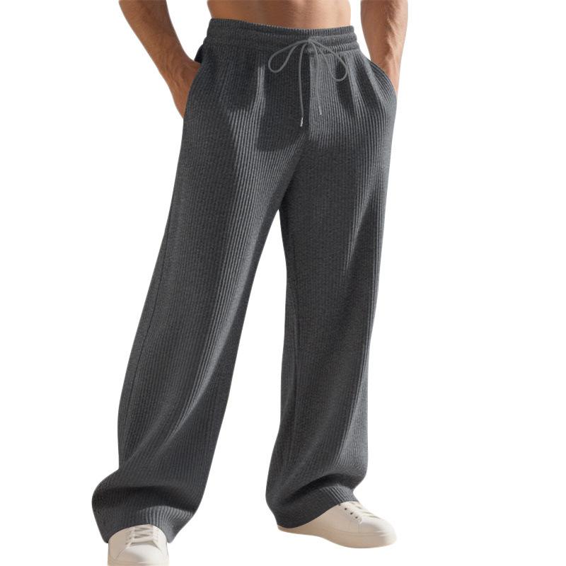 Herren einfarbige Cord-Hose mit Kordelzug und weitem Bein, lässig