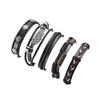 Retro Multilayer Cowhide Punk Bracelet with Leaf and Star Charms In Genuine Leather