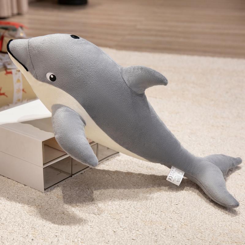 Kawaii Warm Chubby Dolphin Plush Toys Soft Full Stuffed Dolphin Throw Pillow Cozy Fluffy Sleeping Pillow Lovely Bedroom Decor