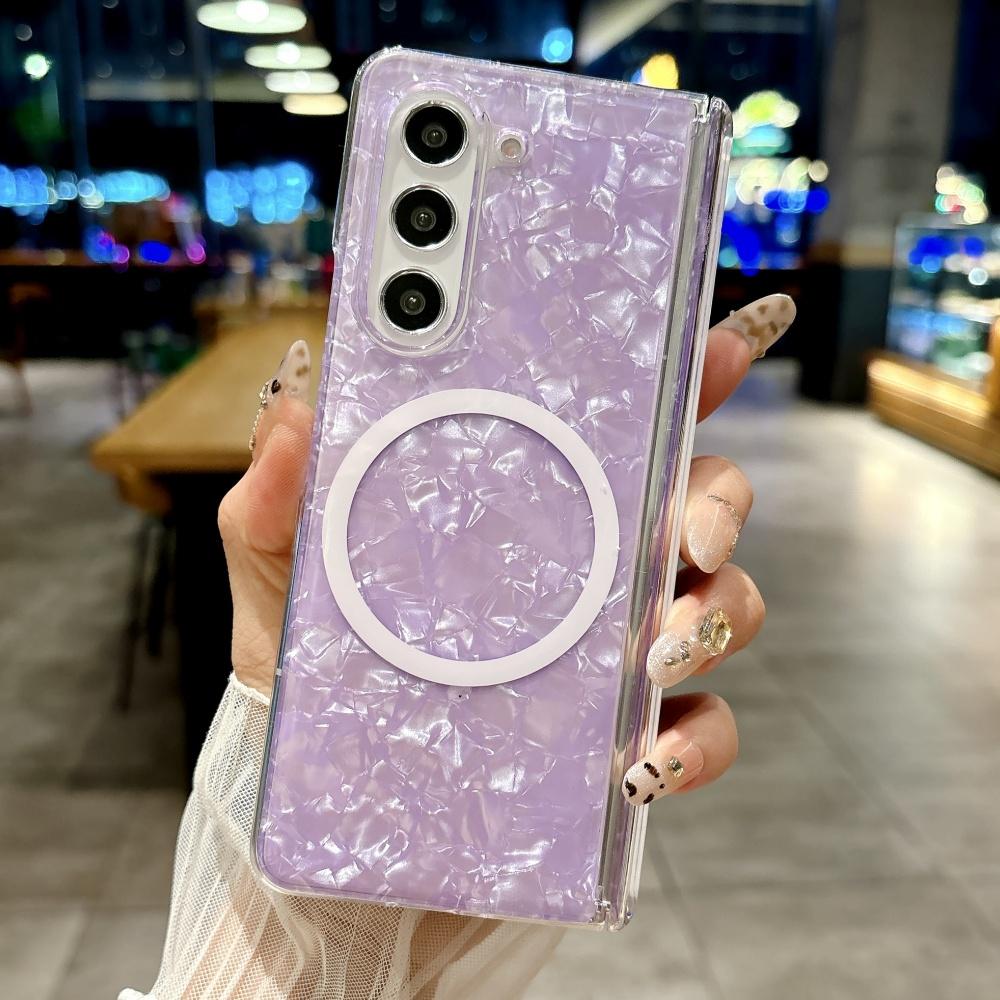 Dreamy Shell Pattern Magnetic Hinge Case For For Samsung Galaxy Z Fold 7 6 5 4 5G Wireless Charging Ultra Thin Hard PC Bumper Cover
