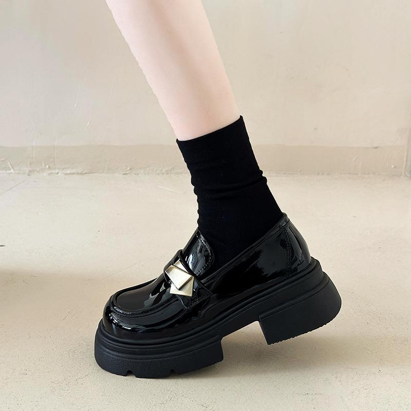 Black Platform Small Leather Shoes Women's Spring New Casual Versatile Retro Mary Jane New