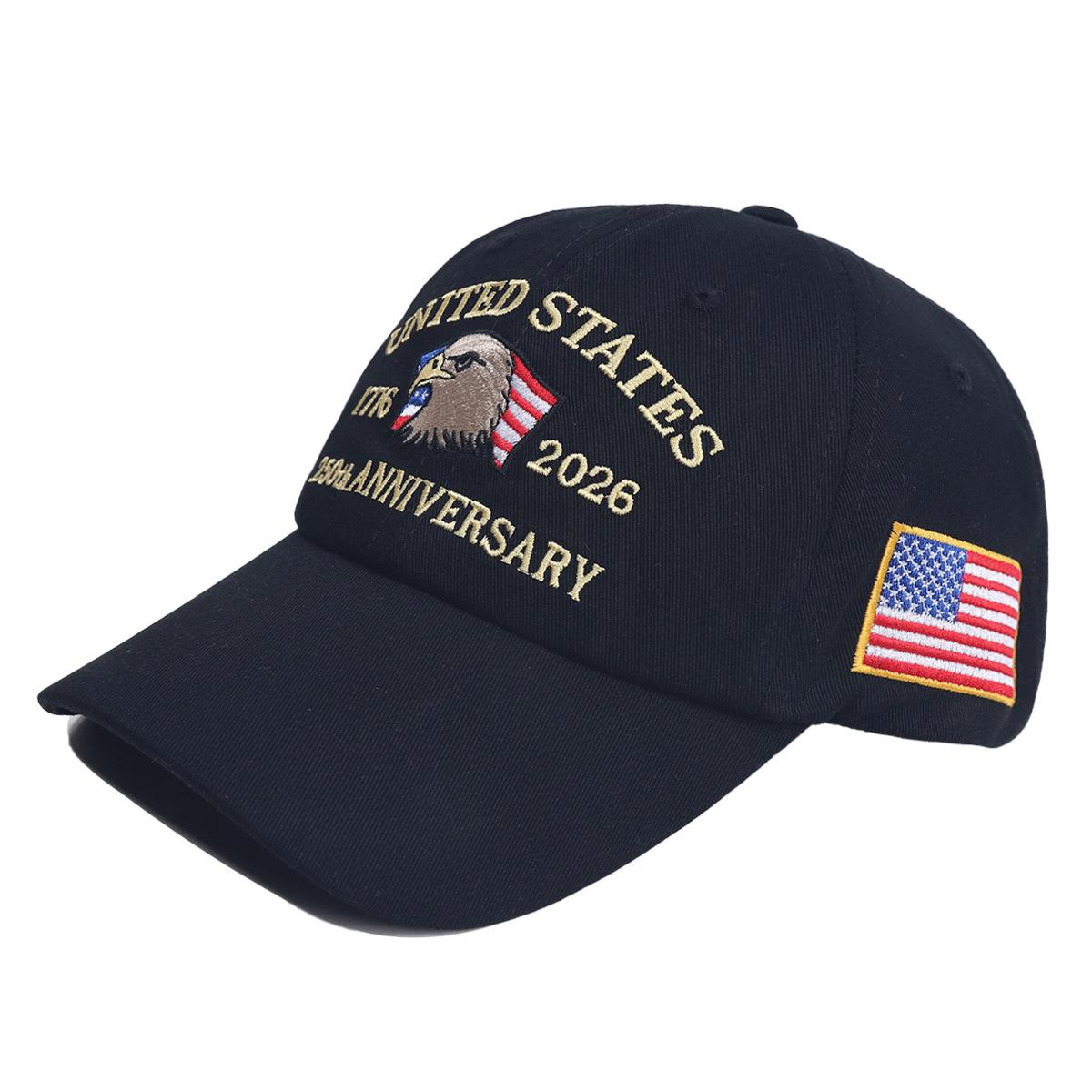 Embroidered American Independence Day Sun Protection Baseball Cap - 250th Anniversary Edition M (56-58 cm) чёрный