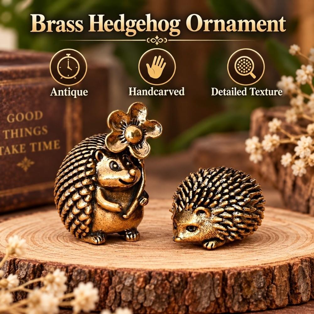 Detailed Texture Copper Hedgehog Statue Antique Hedgehog Figurine Gift for Collection