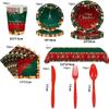 16 Servings Christmas Party Supplies Paper Cup Plate Napkins Tablecloth  Dinner