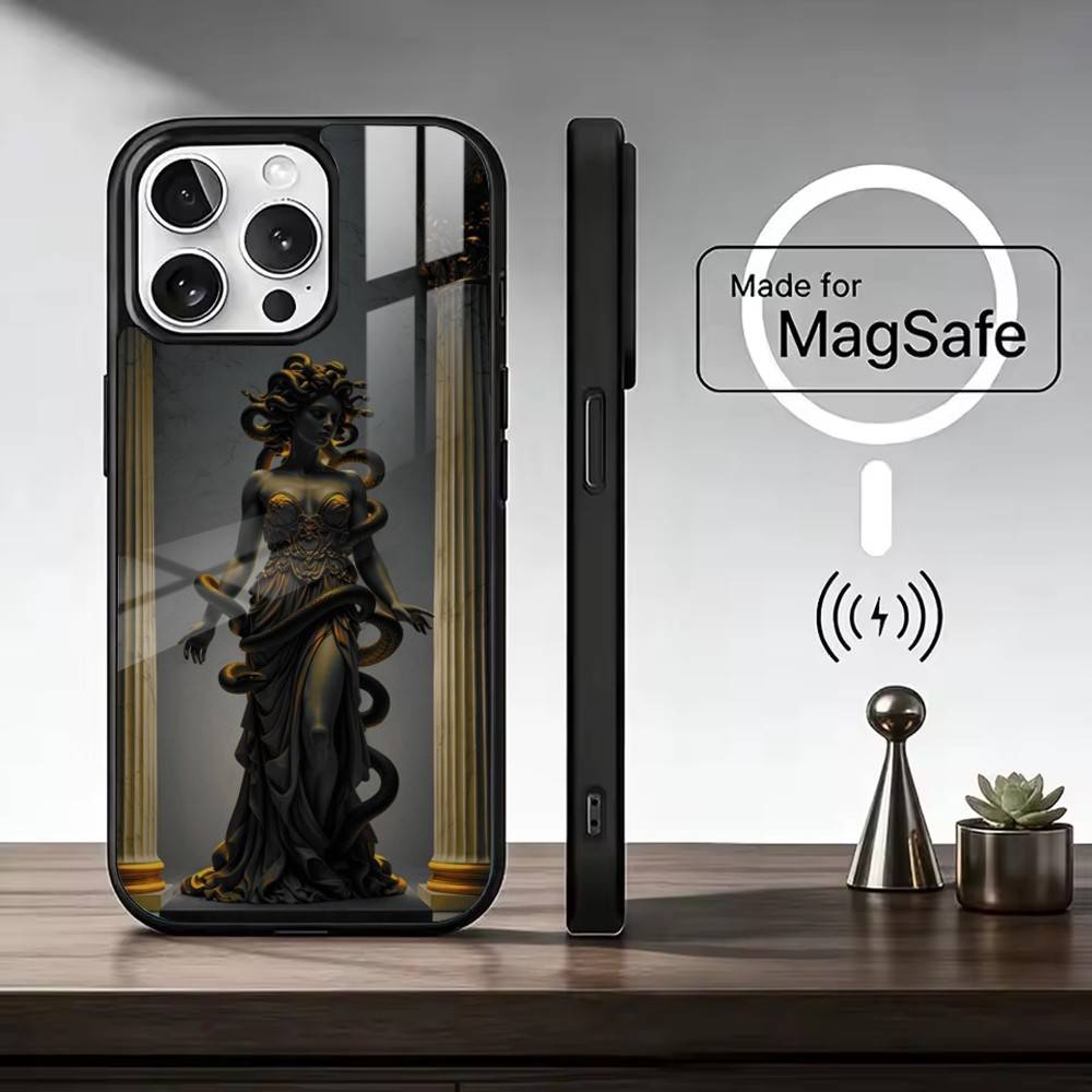 M-Medusa G-Greek Mythology Phone Case For iPhone17,16,15,14,13,12,11 Plus,Pro Max Magnetic For Magsafe Wireless Charging iPhone17Air