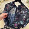 French Vintage Print Lapel Dress Women's Short Sleeve Floral Print High Waist Belt Office Lady Maxi Clothing Female