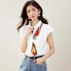 French Short Sleeve Blouse with Ribbon