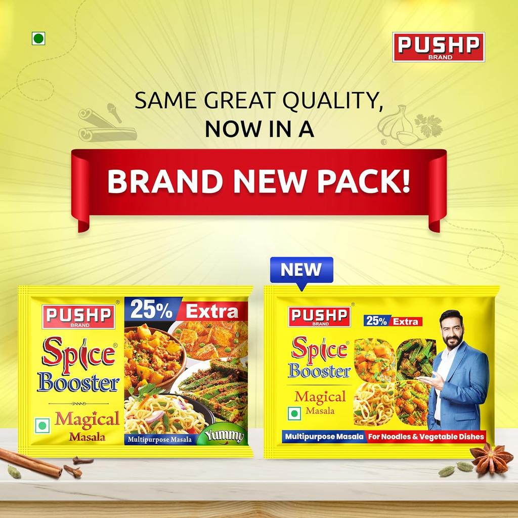 Pushp Brand Spice Booster Magical Masala Blend For Daily Vegetarian Cooking Savory Flavor Enhance Pack Of 40