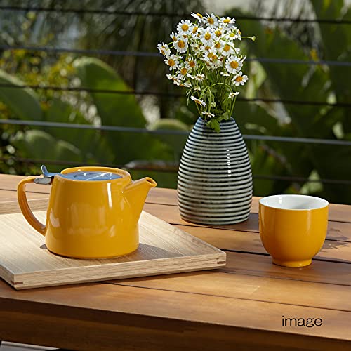 FOR LIFE Ceramic Teapot, 530ml Capacity, 3-Cup Capacity, with Tea Strainer, Dishwasher Safe, Lid Stays put, One-Hand Pour, Mandarin Orange Stamp Teapo