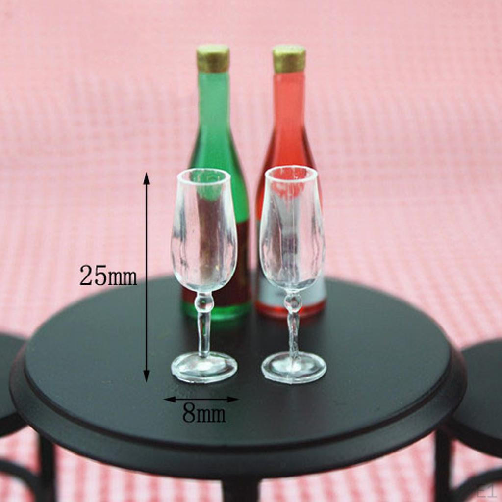 1/12 Dollhouse Tableware 4 Pieces Cup Goblet Glass Juice Kitchen Room Accessories
