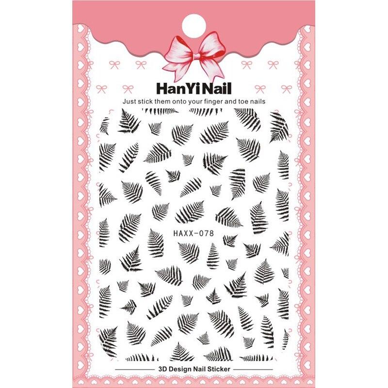 1 Sheet 3D Adhesive Nail Sticker Geometric Patterns Flowers Butterfly Decal for Nail Art Decoration