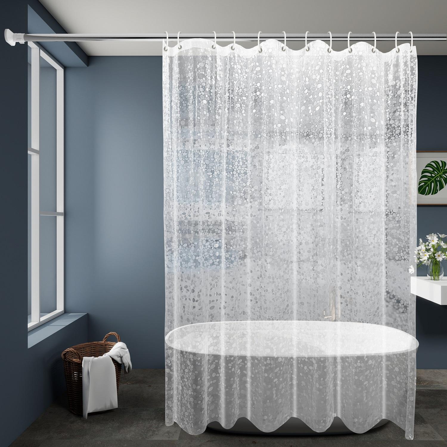 

Minimalist Pebble-Pattern Bathroom Shower Curtain, High-Definition Visual Extension Shower Curtain, Nordic Style Fresh Stone Pattern Curtain 120*180cm