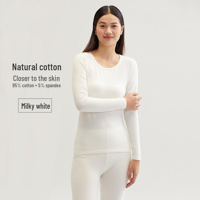 Men's and Women's Skin-Friendly Thermal Underwear Suit - Pure Cotton, Solid Color, Thin Design, Antibacterial, Large Sizes, Autumn/Winter Wear