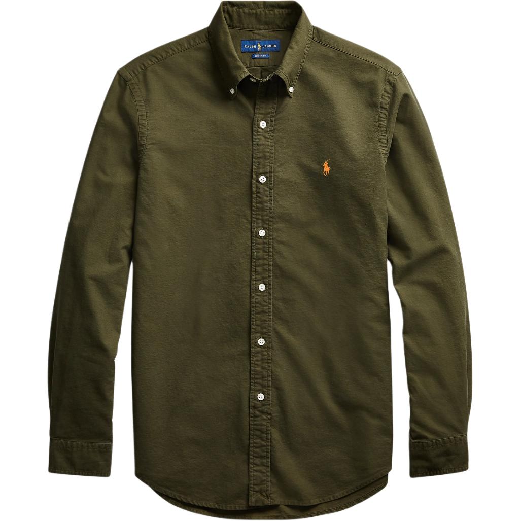Polo Ralph Lauren SS26 Однобортная рубашка Оксфорд с длинным рукавом и вышитым логотипом Классическое издание Мужские рубашки 710761429-001 XS