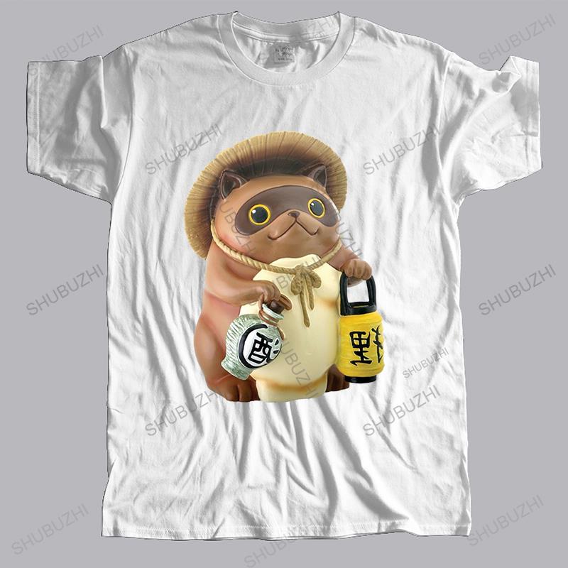 

New fashion Male shubuhzi Black Tshirt loose tops Japanese Raccoon Dog Tanuki Mujina Anime Manga Cute unisex casual teeshirt S