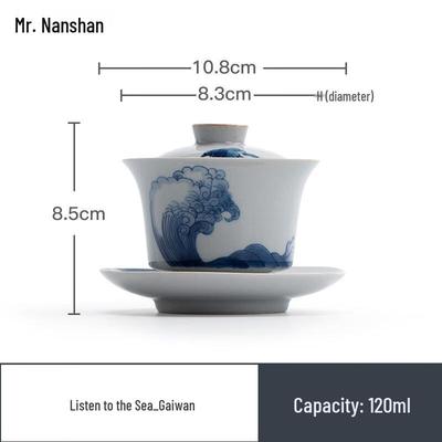 Nanshan Xiansheng Hand-painted Ceramic Gongfu Gaiwan - Tinghai Design