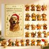 Christmas Collection Set 2026 Advent Calendar Box with 24 Dog Acrylic Ornaments, 2D Flat Hanging Gold Plated Pendants Charms, Countdown Blind Gift for