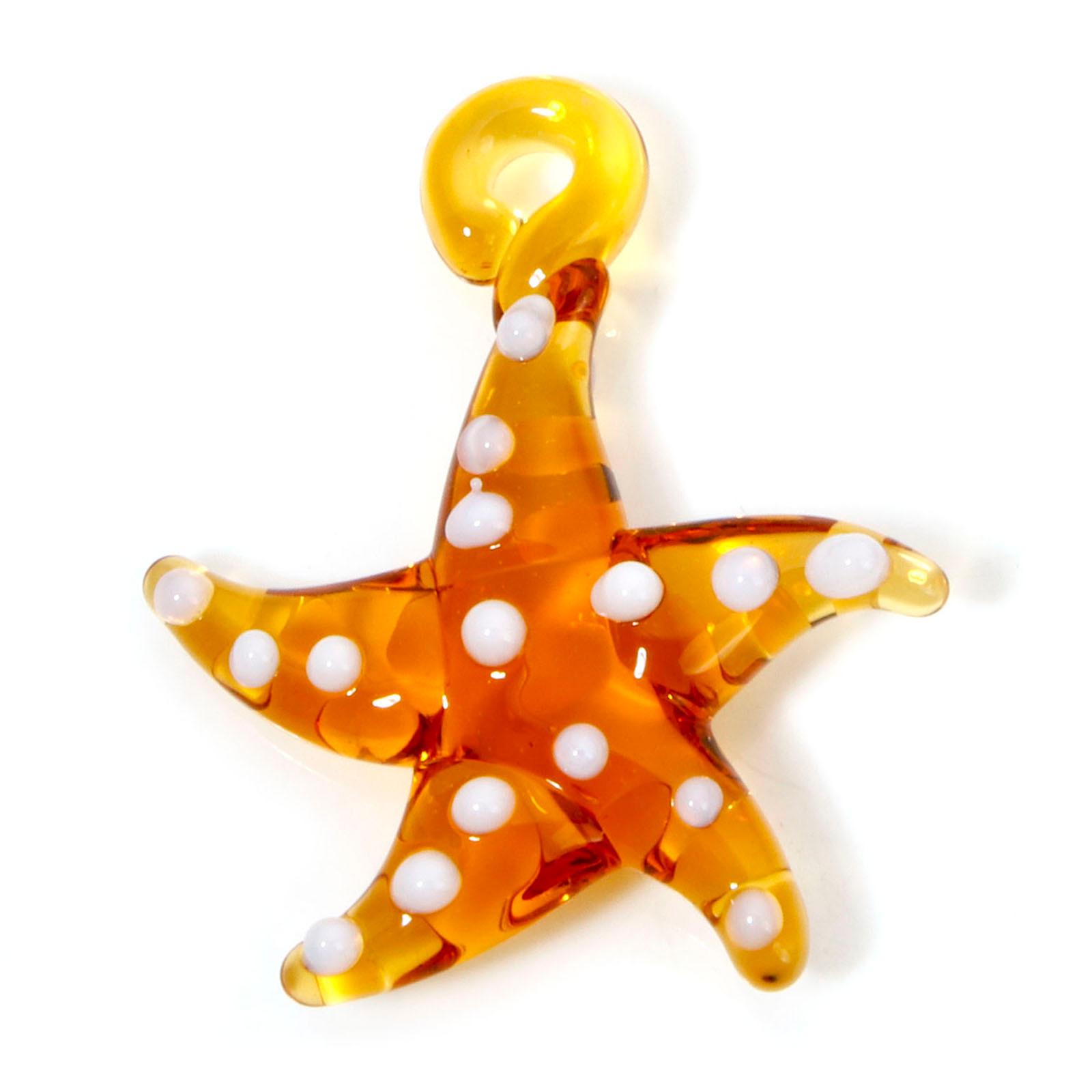 

2 Piece Starfish Lampwork Glass Pendant Colorful Charms DIY Making Necklace Earrings Bracelet Jewelry Fish Ornament Aquarium