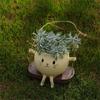 Creative Rocking Feline Planter Resin Swing Chair Design Decorative Flower Pot Fit for Modern Garden Weather Resistant