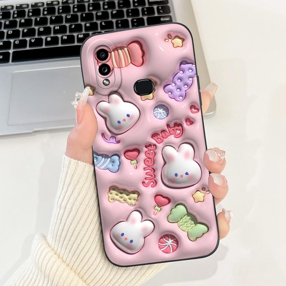 For Samsung Galaxy A10 A10S M01S Phone Case Fashion Flower Back Cover Liquid Silicone Protector on Samsung A 10 Shockproof Funda