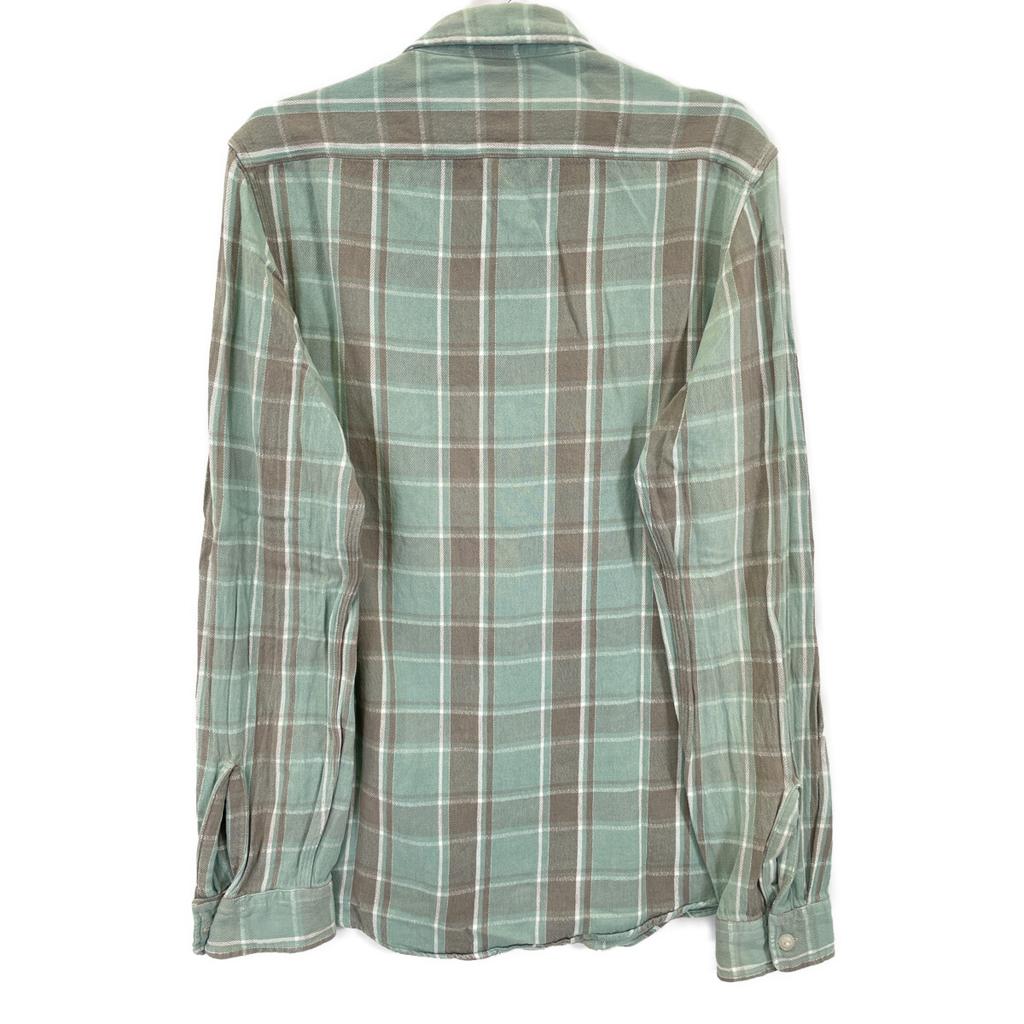 RRL Green X Gray Twill Check Pattern Long Sleeve Shirt Tops M Green X grayUsed