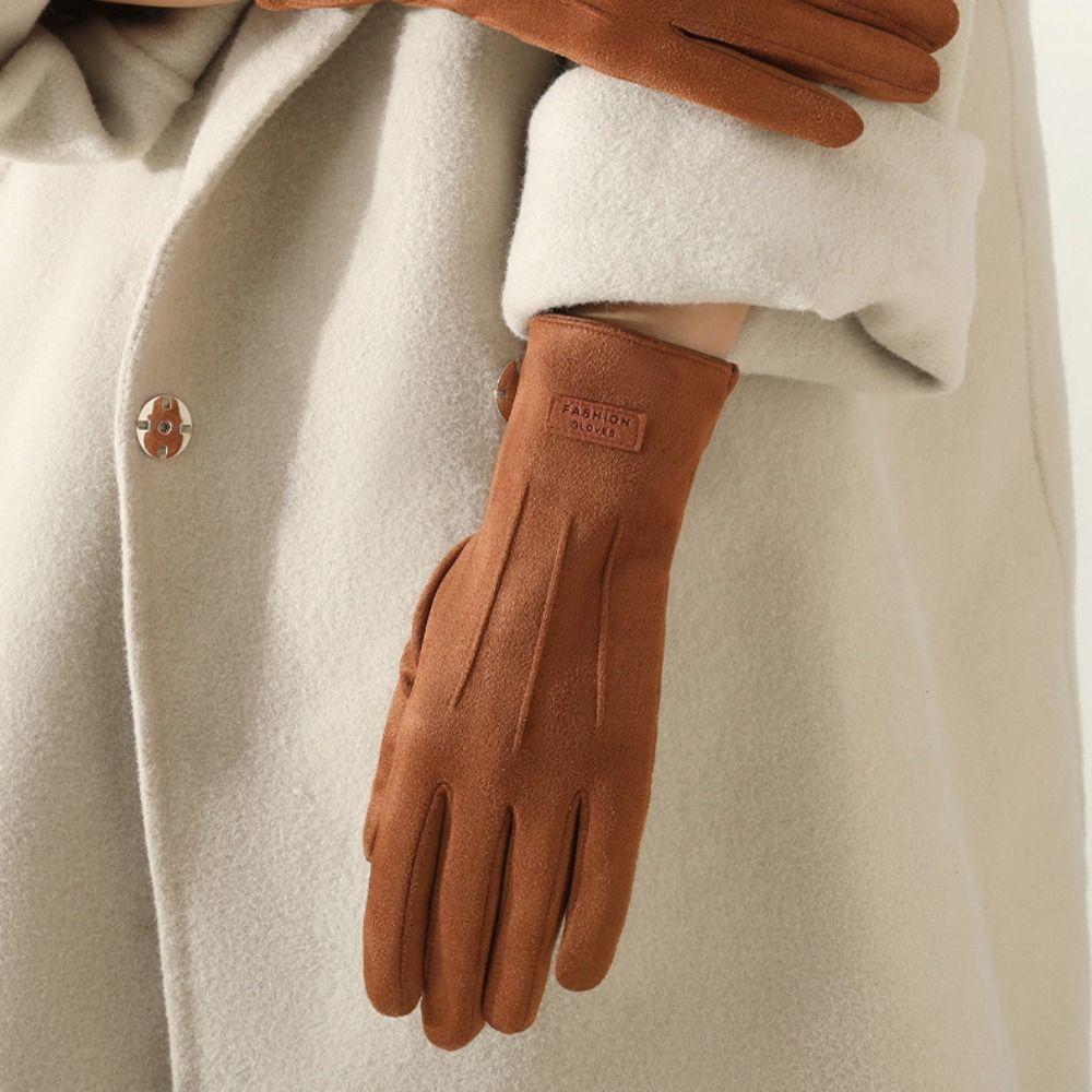 Velvet Winter Cycling Gloves Thick Suede Gloves All-Match Women Mittens  Autumn