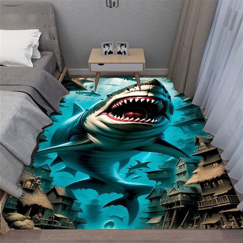 Furchterregender Weißer Hai Weißer Hai Weißer Tod Teppich Bodenmatte Fügt jedem Raum einen großartigen Blickfang hinzu