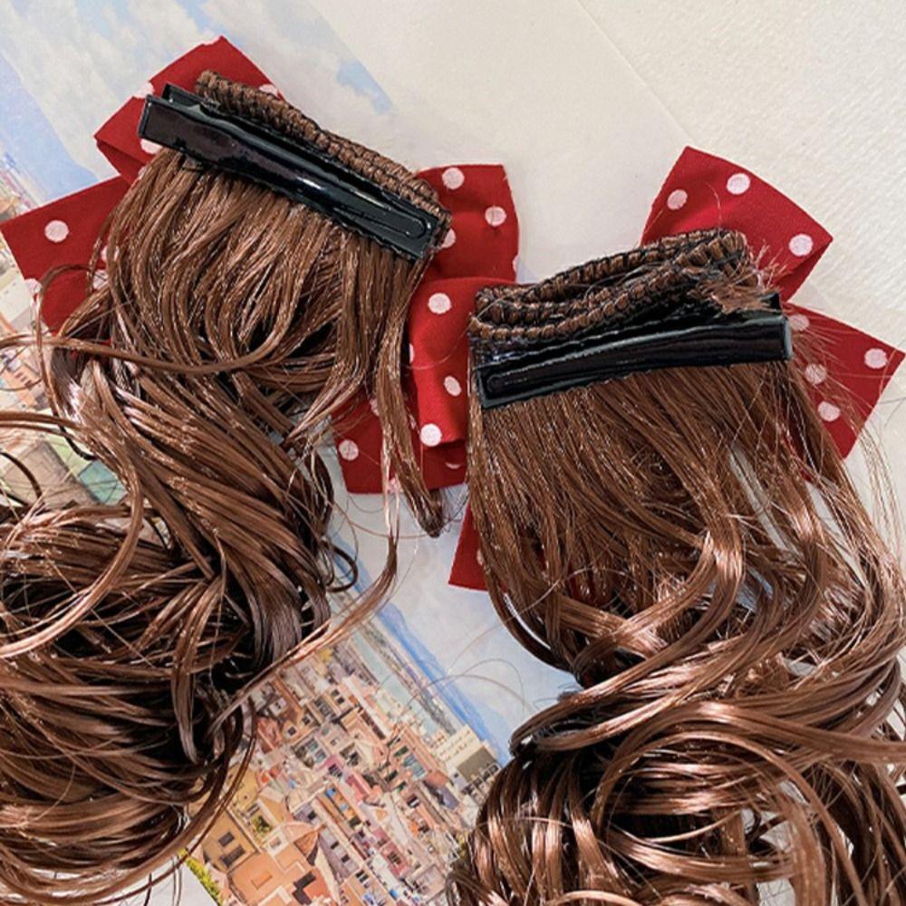 2Pcs Curly Baby Wig Hairpin Princess Bowknot Hairclip Hair Accessories Children's Bow Wig  Party