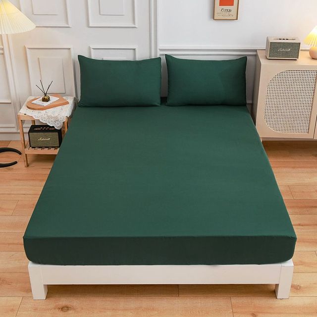 Solid Color Fitted Sheet Single And Double Bed Sheet Simple High -Grade Bed Sheets Soft Mattress Cover Sheet Protector