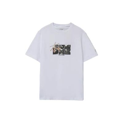 Li Ning Spordimoe seeria Ümara kaelusega Kootud Vabaaja Lühikeste varrukatega T-särk Meeste Topid Valge AHSR521-1