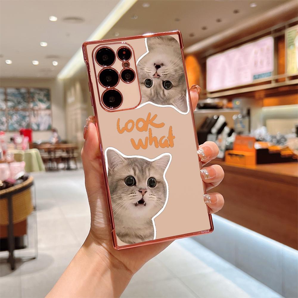Cat Pattern TPU Case for Samsung Galaxy S24 S25 S23 Ultra/S22 Ultra/S21 FE A54/A34/A14 5G Cute Phone Cover with Adorable Design