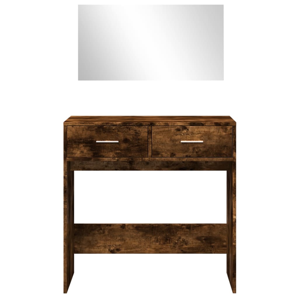 Makeup Table with Mirror Smoked Oak 80 x 39 x 80 cm