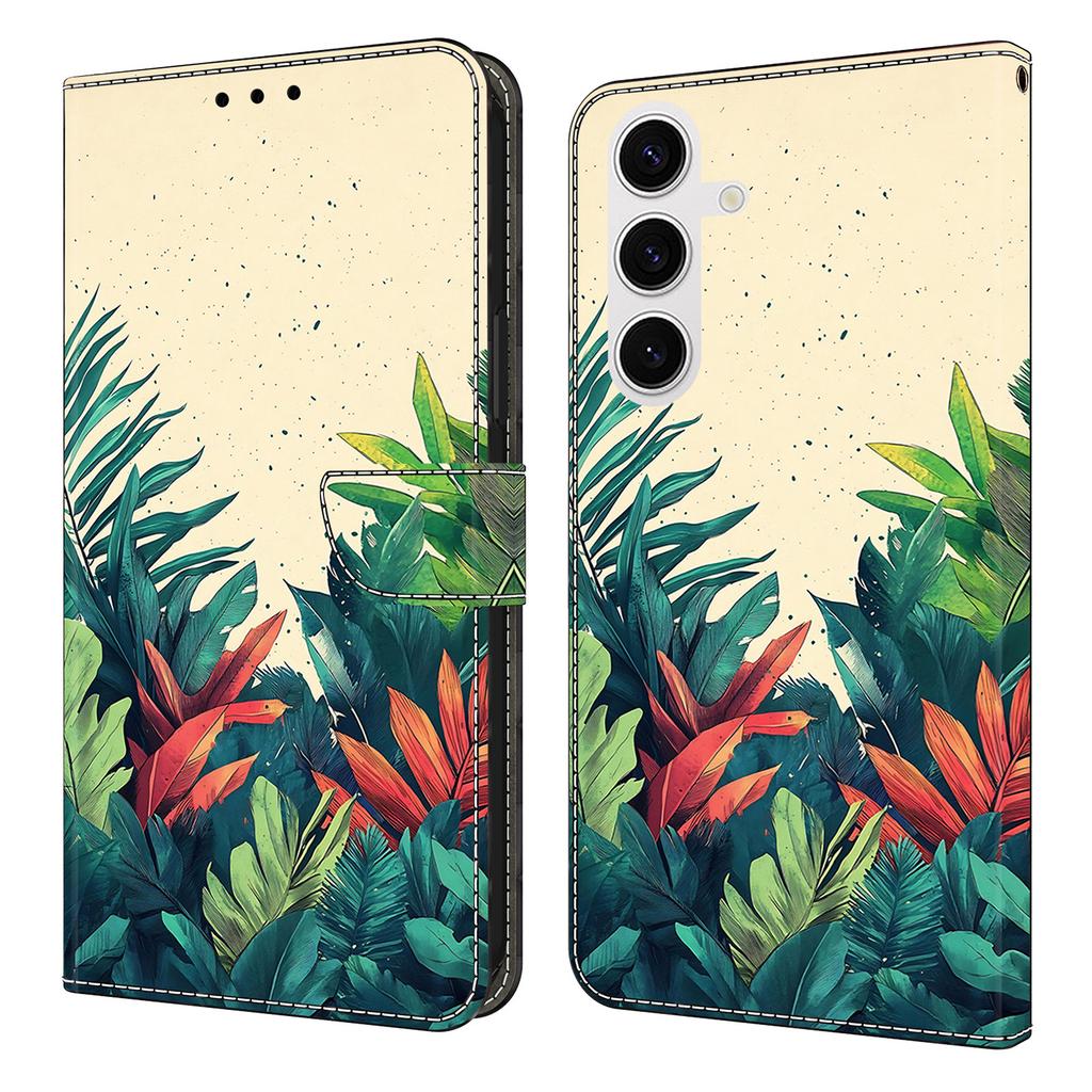 Pro Samsung Galaxy S25 Peněženkové pouzdro Vzorový potisk PU kůže Skládací stojánek Kryt na telefon