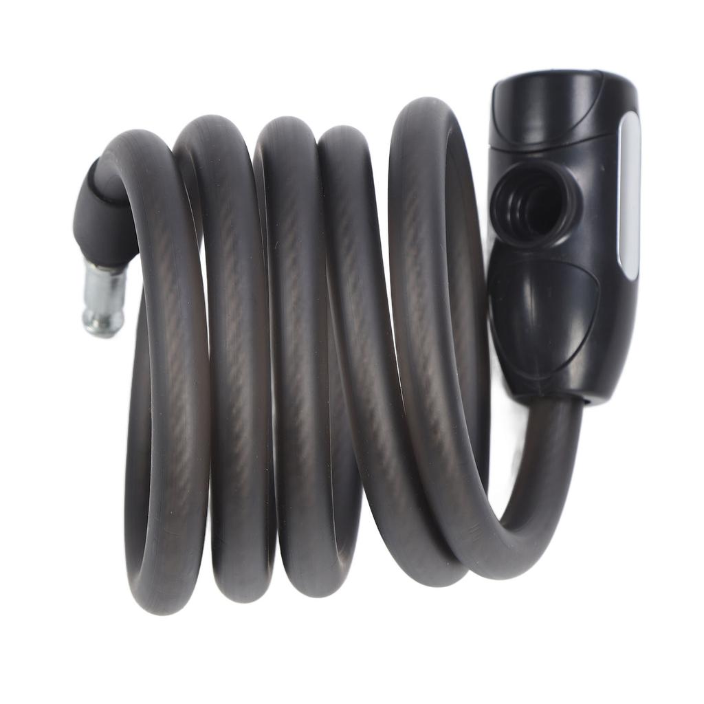 Bike Lock Cable 4.9ft Long Matte Black 2 Keys PVC Thick Steel Rope Coiled Cable Lock with Mounting Bracket for Outdoor
