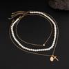 Ingemark Punk Vintage Inlaid Rhinestone Jeus Cross Pendant Choker Necklace Set Men Hip Hop Imitation Pearl Chain Grunge Jewelry