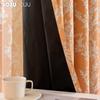 1PC LOZUJOJU American Retro Pastoral Style Orange Printed Curtains Full Blackout Curtains for Bedroom Living Room Balcony Window for Home Decor