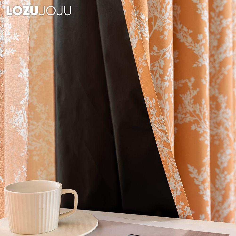 1PC LOZUJOJU American Retro Pastoral Style Orange Printed Curtains Full Blackout Curtains for Bedroom Living Room Balcony Window for Home Decor