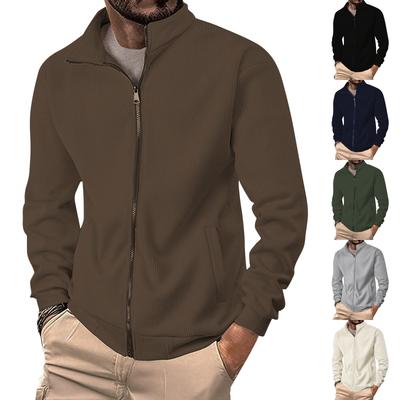 Men's Solid Color Corduroy Zipper Jacket Men's Sports Large Size Casual Jacket